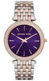 Michael Kors Darci Purple Dial Two Tone Steel Strap Watch for Women - MK3353