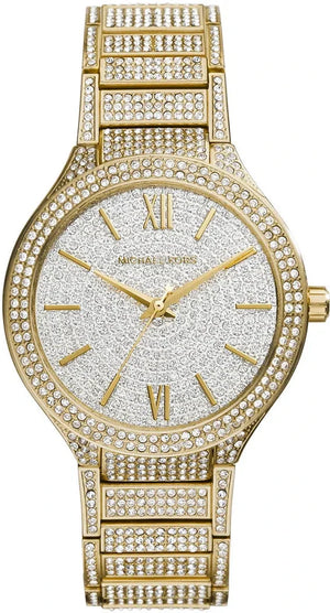 Michael Kors Kerry Crystals Gold Dial Gold Steel Strap Watch For Women - MK3360
