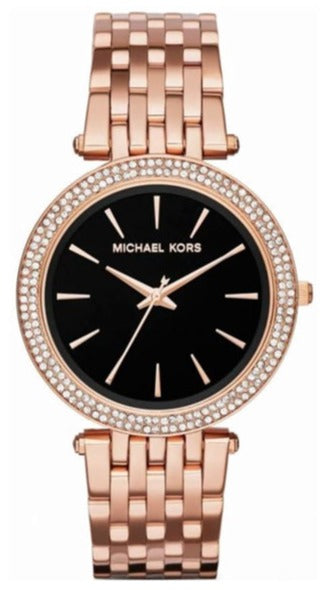 Mhichael Kors Darci Black Dial Rose Gold Steel Strap Watch for Women - MK3402