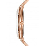 Michael Kors Slim Runway Quartz Blue Dial Rose Gold Steel Strap Watch For Women - MK3494