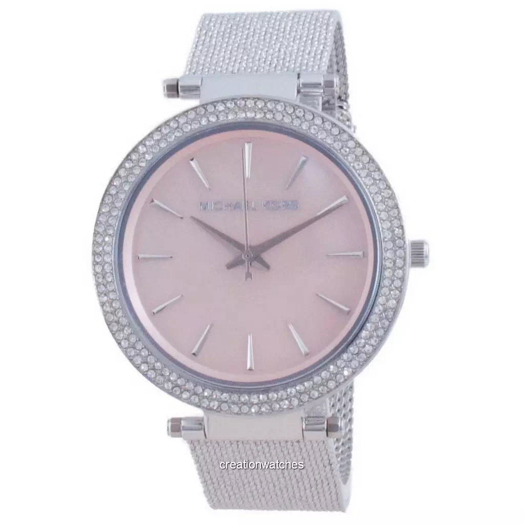 Michael Kors Darci Analog Pink Dial Silver Mesh Bracelet Watch For Women - MK4518