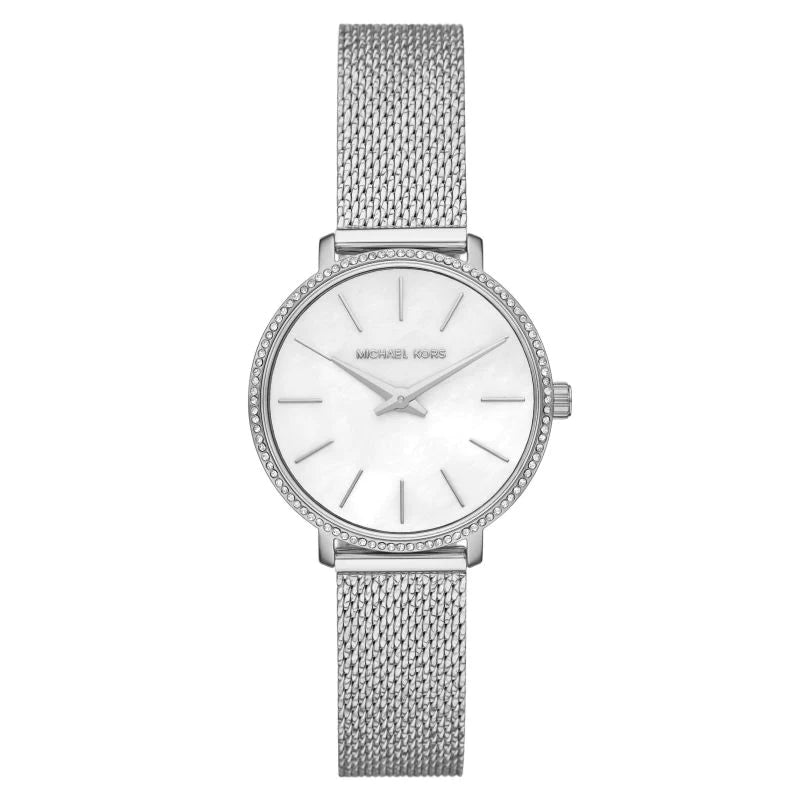 Michael Kors Pyper Quartz Mother of Pearl White Dial Silver Mesh Strap Watch For Women - MK4618