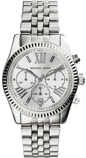 Michael Kors Lexington Silver Dial Silver Steel Strap Watch for Women - MK5555