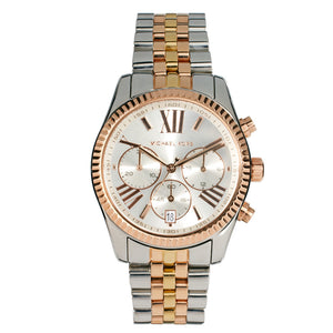 Michael Kors Lexington Chronograph Silver Dial Two Tone Steel Strap Watch for Women - MK5735