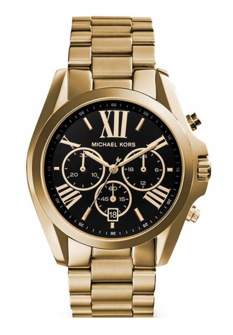 Michael Kors Bradshaw Black Dial Gold Steel Strap Watch for  display picture 1