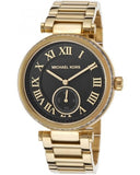 Michael Kors Skylar Black Dial Gold Steel Strap Watch for Women - MK5989