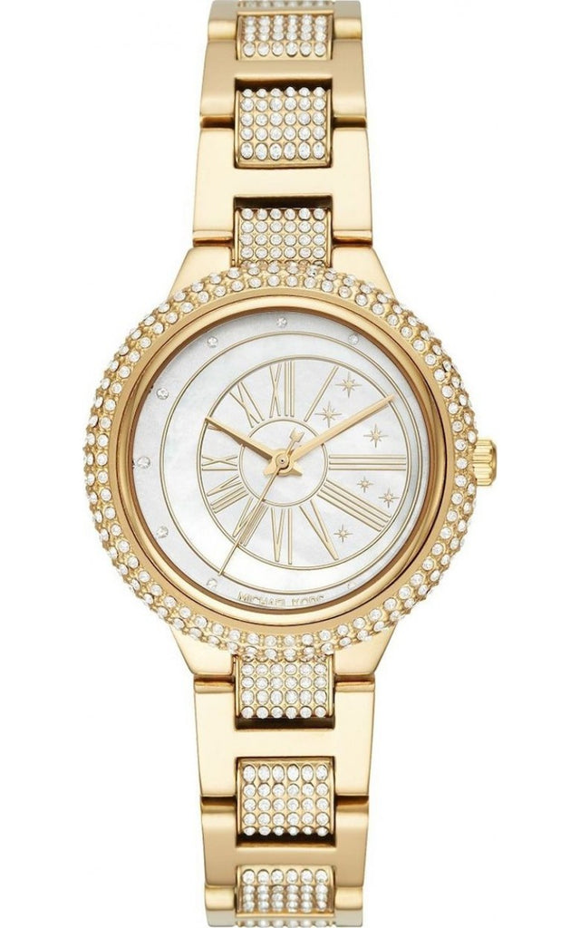 Michael Kors Taryn Mother of Pearl Dial Gold Steel Strap Watch For Women - MK6567