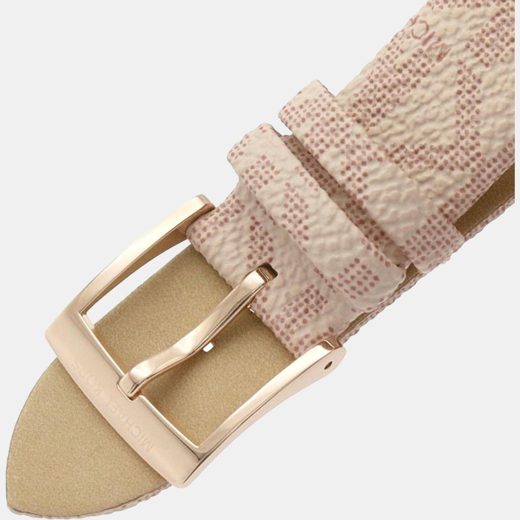 Michael Kors Parker Chronograph White Dial Pink Leather Strap Watch For Women - MK6935