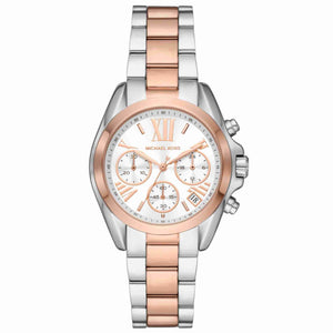 Michael Kors Bradshaw Chronograph White Dial Two Tone Steel Strap Watch For Women - MK7258