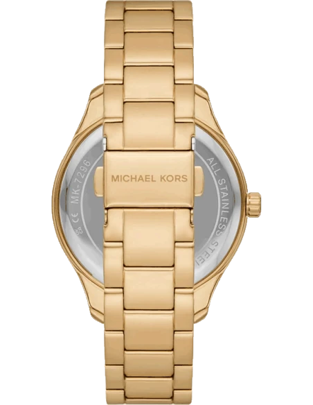 Michael Kors Layton Chronograph Brown Dial Gold Steel Strap Watch For Women - MK7296