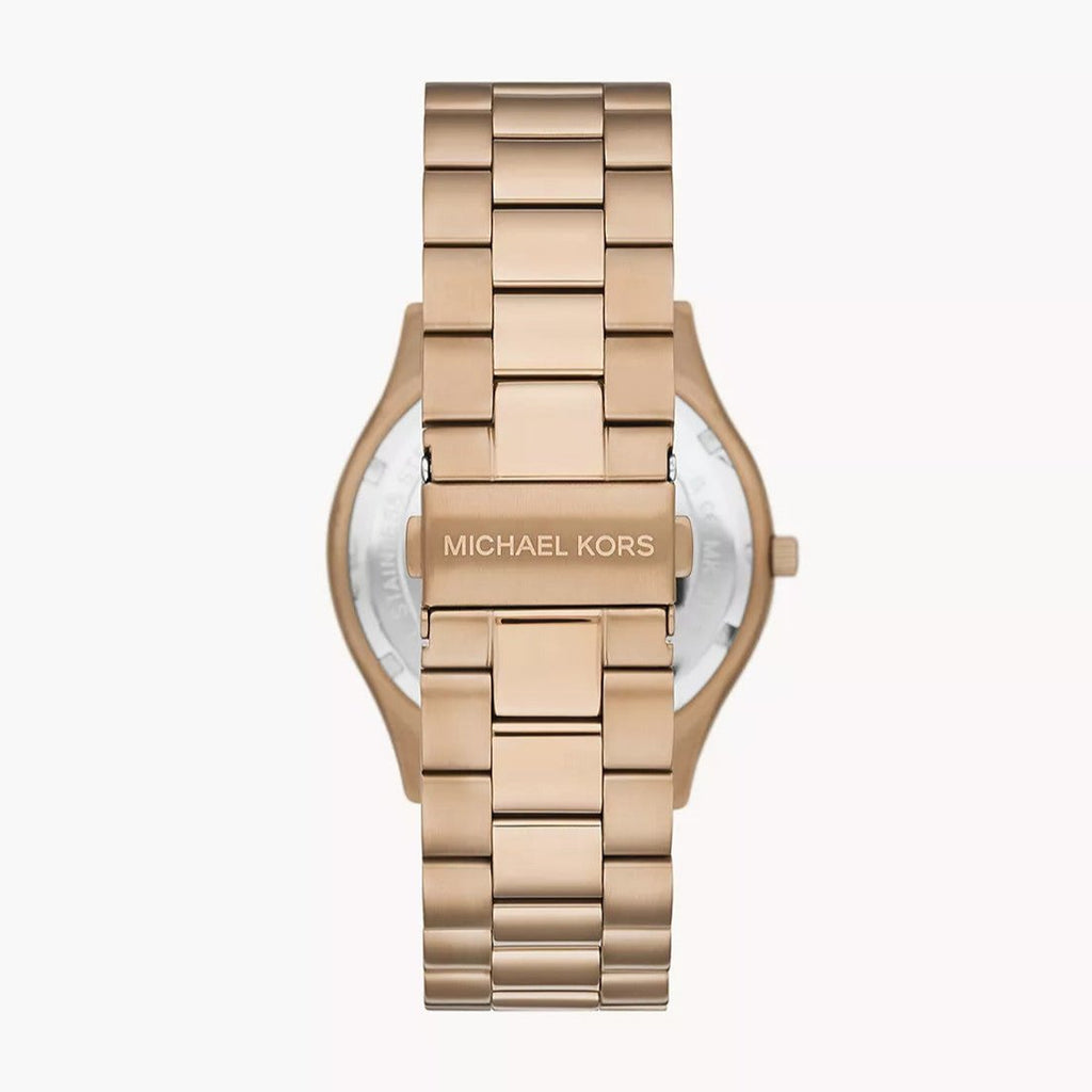Michael Kors Slim Runway Three-Hand Gold Dial Gold Steel Strap Watch for Women - MK9122