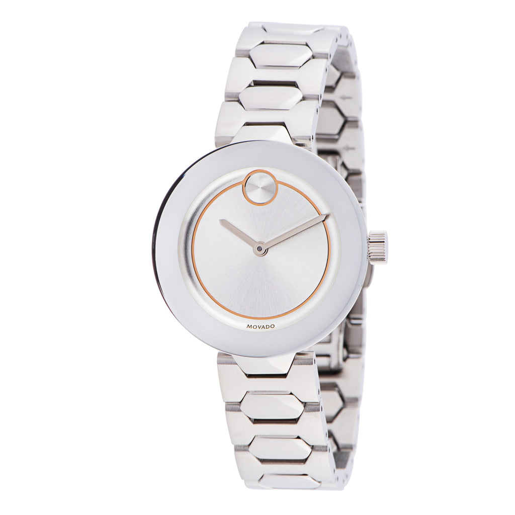 Movado Bold Silver Dial Silver Steel Strap Watch For Women - 3600381