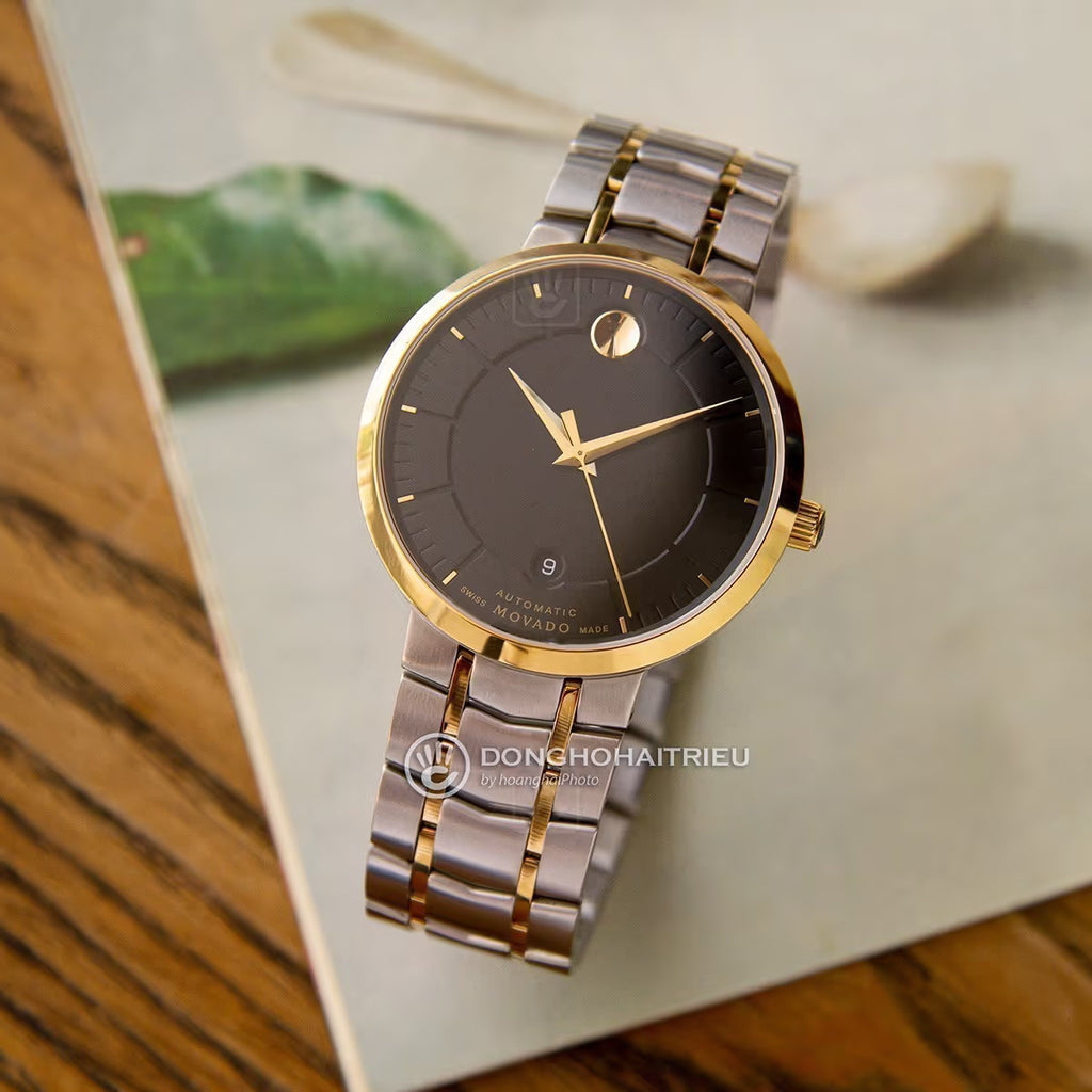 Movado 1881 Automatic Black Dial Two Tone Steel Strap Watch For Men - 0606916