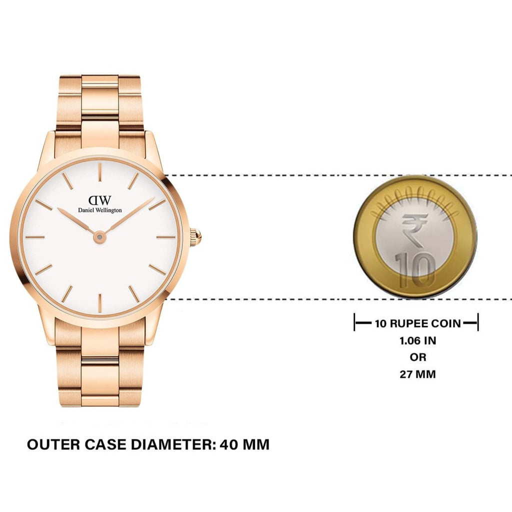 Daniel Wellington Iconic Link White Dial Gold Steel Strap Watch For Men - DW00100343