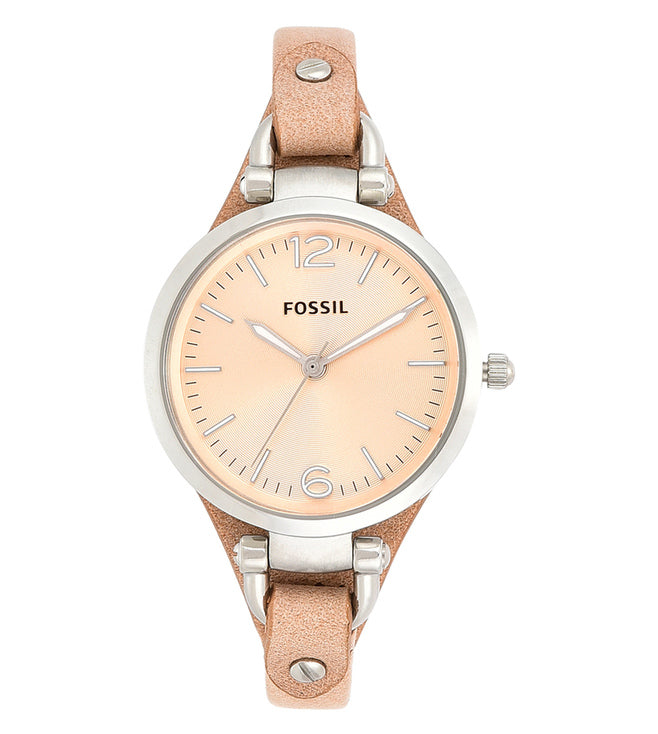 Fossil Georgia Bone Grey Dial Beige Leather Strap Watch for Women - ES2830