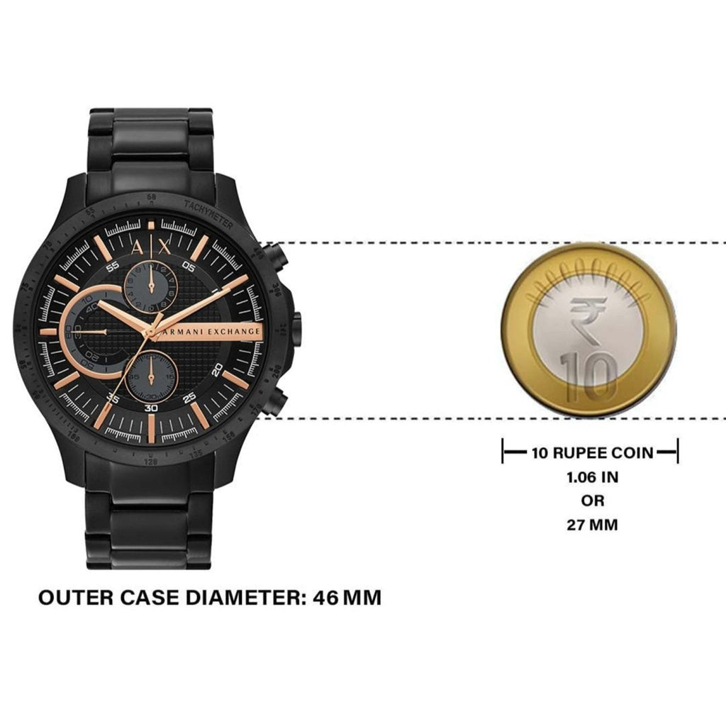 Armani Exchange Chronograph Black Dial Black Steel Strap Watch For Men - AX2429