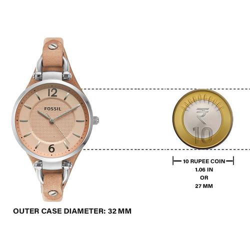 Fossil Georgia Bone Grey Dial Beige Leather Strap Watch for Women - ES2830
