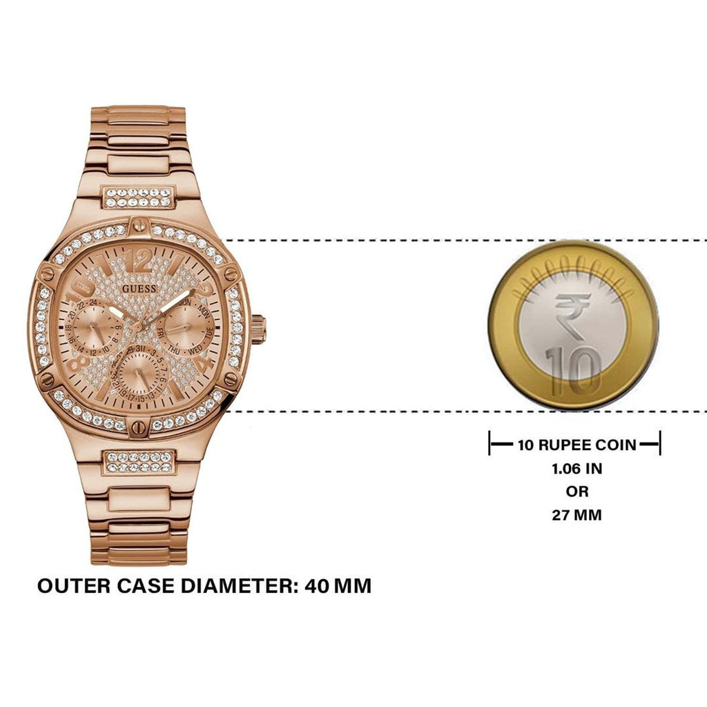 Guess Duchees Quartz Rose Gold Dial Rose Gold Steel Strap Watch For Women - GW0558L3