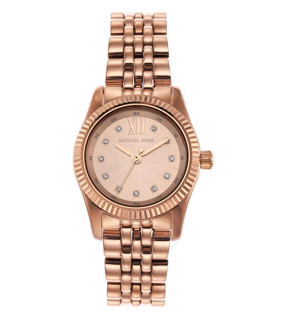 Michael Kors Lexington Three Hand Rose Gold Dial Rose Gold Steel Strap Watch For Women - MK4739