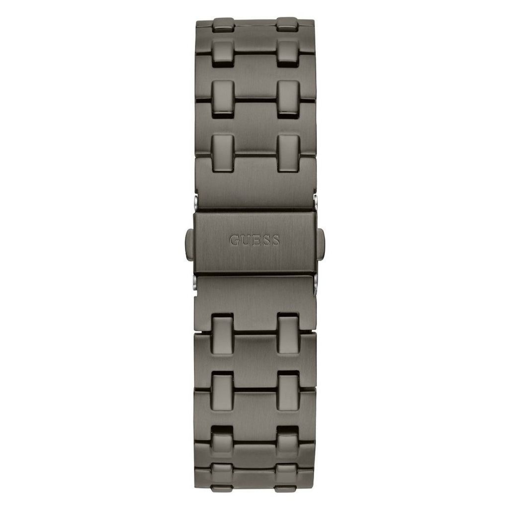 Guess Asset Quartz Red Dial Black Steel Strap Watch For Men - GW0575G5
