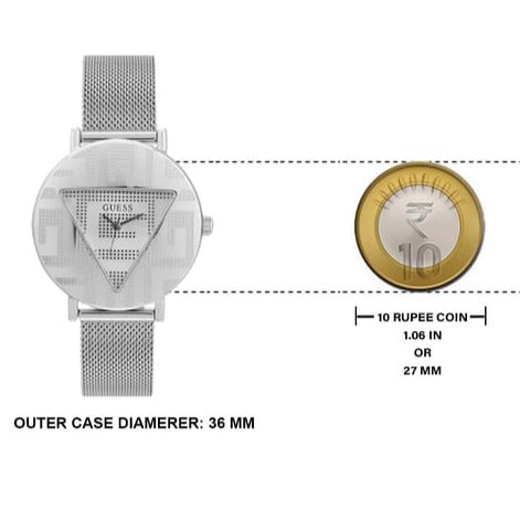 Guess Iconic Quartz Silver Dial Silver Mesh Bracelet Watch For Women - GW0527L1