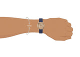 Guess Cubed Analog Rose Gold Dial Blue Leather Strap Watch For Women - GW0665L2