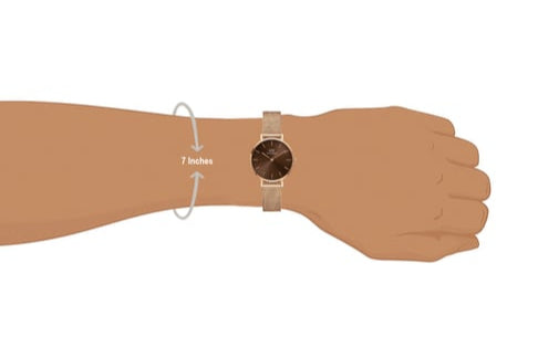 Daniel Wellington Petite Amber Brown Dial Gold Mesh Strap Watch For Women - DW00100476