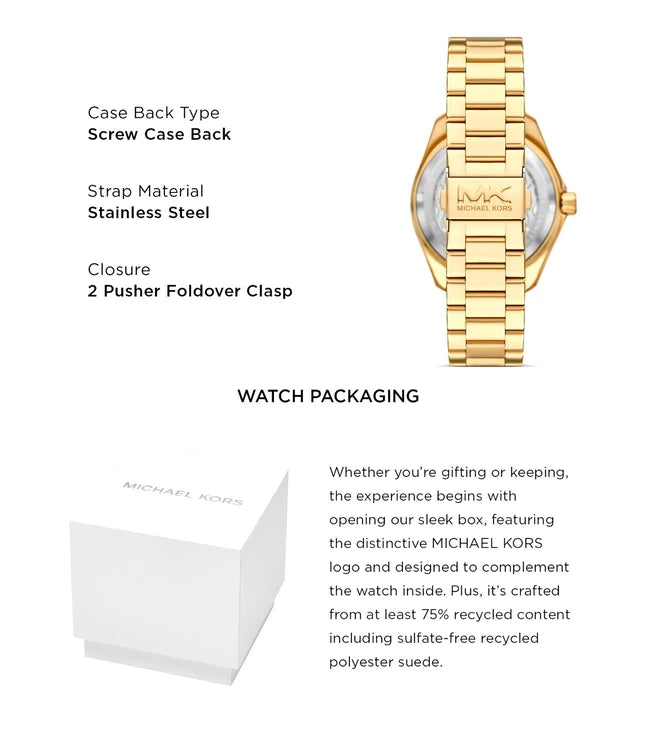 Michael Kors Maritime Analog Green Dial Gold Steel Strap Watch for Men - MK9162