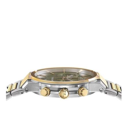 Salvatore Ferragamo Sapphire Chrono Green Dial Two Tone Steel Strap Watch for Men - SFME01223