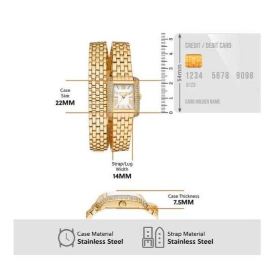 Michael Kors Emery Pave Double Wrap White Dial Gold Steel Strap Watch for Women - MK4833