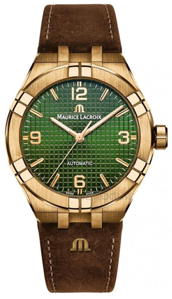 Maurice Lacroix Aikon Automatic Green Dial Brown Leather Strap Watch F