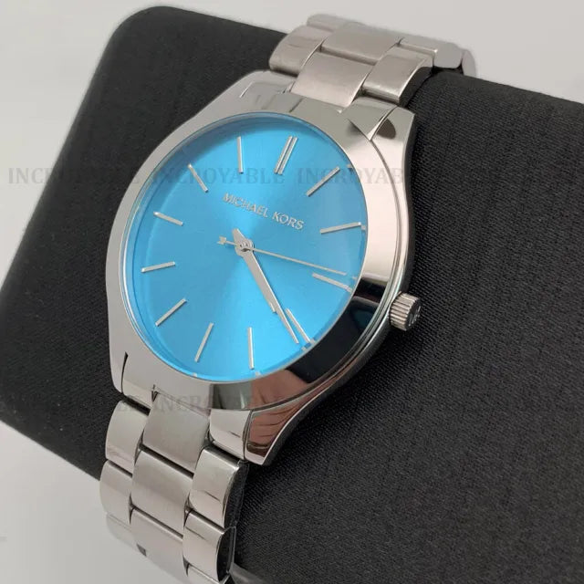 Michael Kors Runway Blue Dial Silver Steel Strap Watch for Women - MK3292