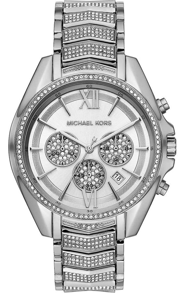Michael Kors Whitney Chronograph Crystals Silver Dial Silver Steel Strap Watch For Women - MK6728