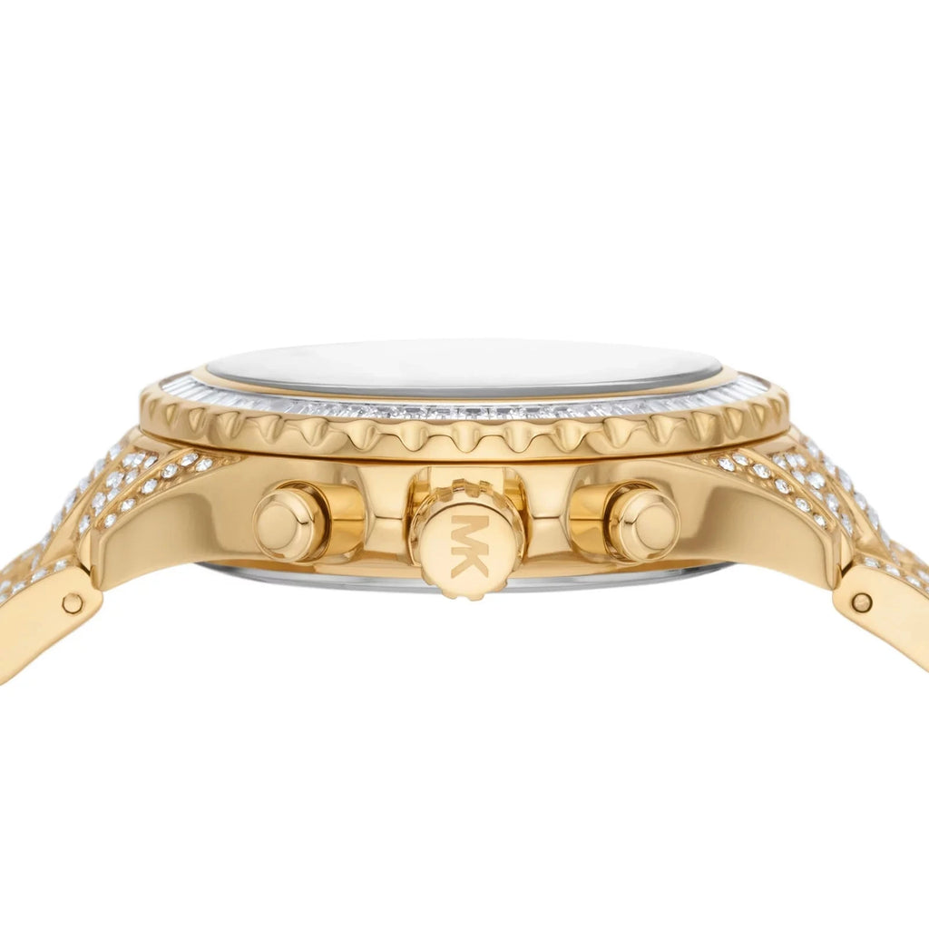 Michael Kors Everest Chronograph Crystals Gold Dial Gold Steel Strap Watch For Women - MK7254