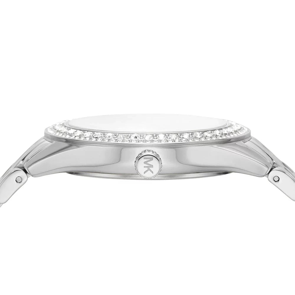 Michael Kors Harlowe Three-Hand Quartz Silver Dial Silver Steel Strap Watch For Women - MK4708