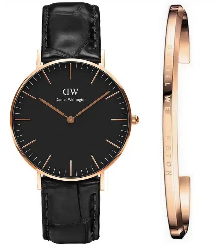 Daniel Wellington Classic Reading Black Dial Black Leather Strap Watch For Men - DW00100129