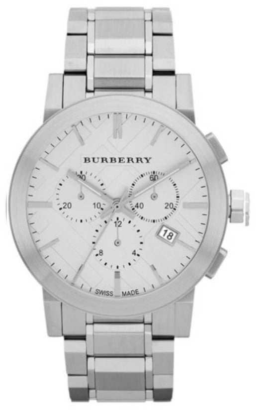 Burberry The City Chronograph Silver Dial Silver Steel Strap Watch for
