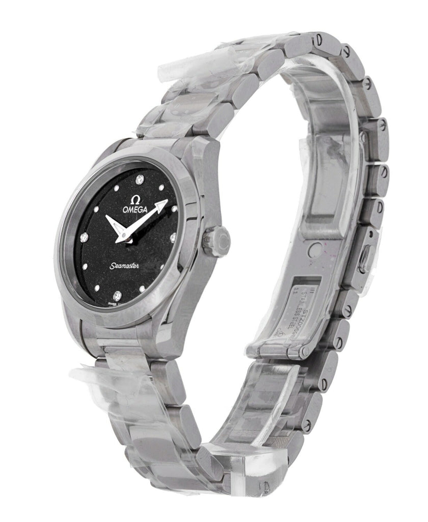 Omega Seamaster Aqua Terra Quartz Diamond Black Dial Silver Steel Strap Watch for Women - 220.10.28.60.51.001