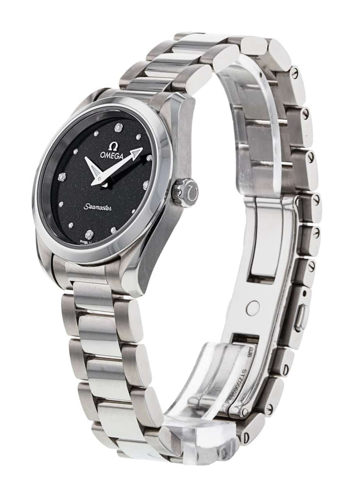 Omega Seamaster Aqua Terra Quartz Diamond Black Dial Silver Steel Strap Watch for Women - 220.10.28.60.51.001