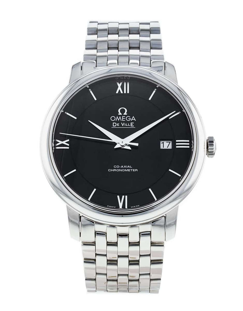 Omega De Ville Prestige Co-Axial Black Dial Silver Steel Strap Watch for Men - 424.10.40.20.01.001