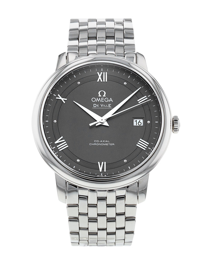 Omega De Ville Prestige Co-Axial Automatic Grey Dial Silver Steel Strap Watch for Men - 424.10.40.20.06.001