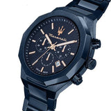 Maserati Stile Chronograph Blue Dial Blue Steel Strap Watch For Men - R8873642008