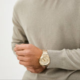 Armani Exchange Drexler Chronograph Gold Dial Gold Steel Strap Watch For Men - AX2602