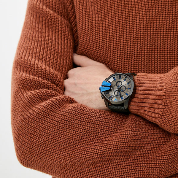 Diesel Mega Chief Chronograph Black Dial Black Nylon Strap Watch For Men - DZ4500