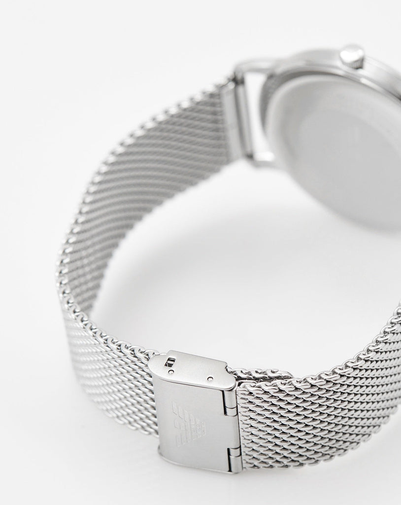 Emporio Armani Minimalist Quartz Blue Dial Silver Steel Strap Watch For Men - AR11571