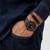 Armani Exchange Nico Analog Black Dial Black Steel Strap Watch For Men - AX7102