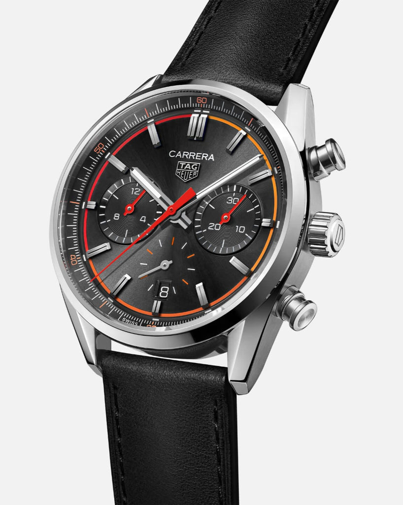 Tag Heuer Carrera Chronograph Black Dial Black Leather Strap Watch for Men - CBN201C.FC6542