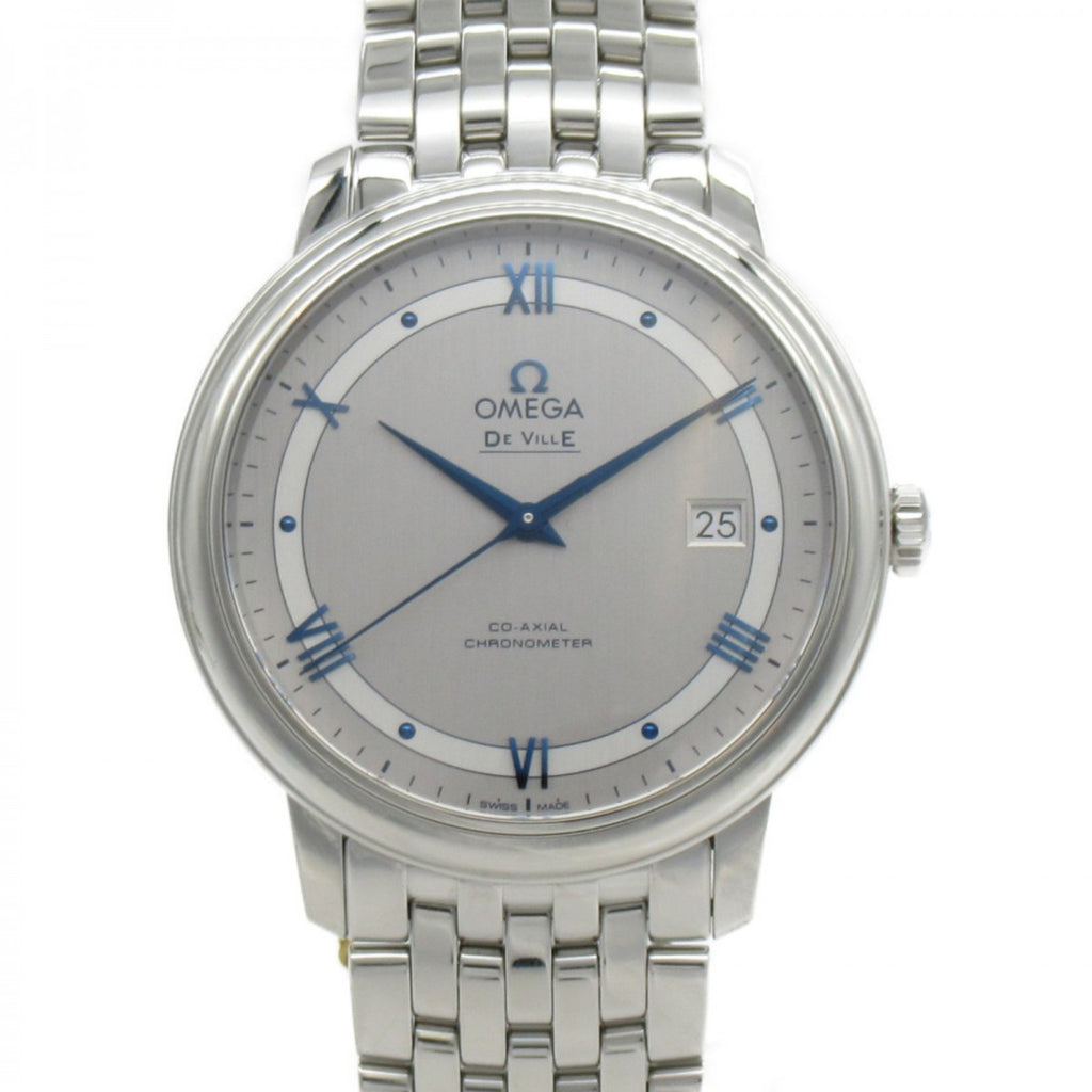 Omega De Ville Prestige Co-Axial Rhodium Silver Dial Silver Steel Strap Watch for Men - 424.10.40.20.02.001