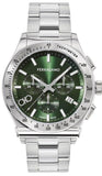 Salvatore Ferragamo 1927 Chrono Green Dial Silver Steel Strap Watch for Men - SFKZ00423