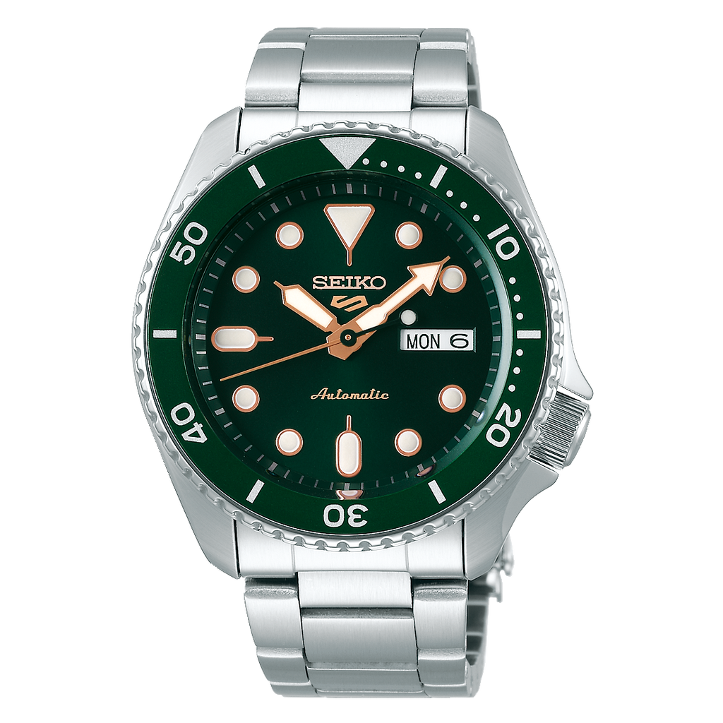 Seiko 5 Sports Automatic Analog Green Dial Silver Steel Strap Watch For Men - SRPD63K1